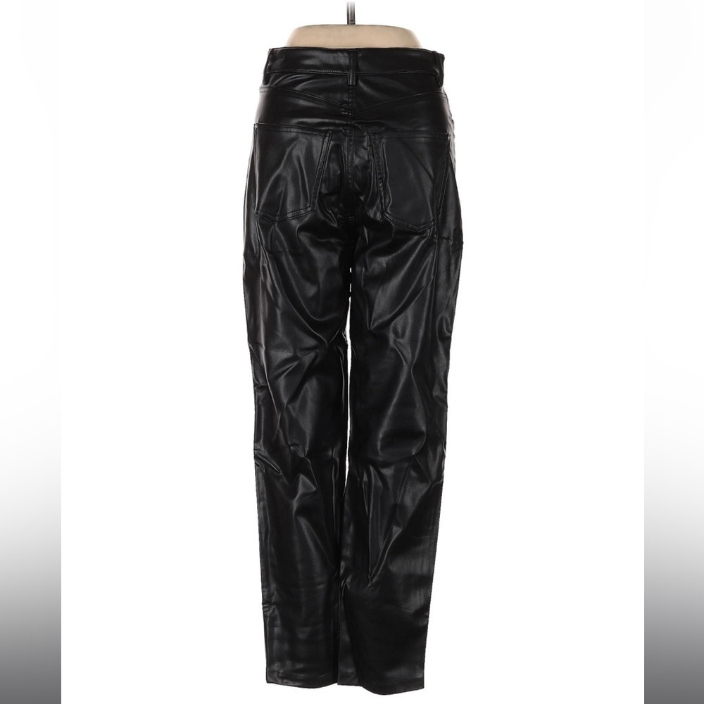 Zara Faux Leather Straight Leg Pants Black High Rise Vegan Leather Size 2 NWT - Picture 3 of 5